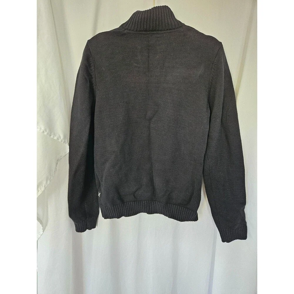 Chaps Sweater Boys XL 18/20 Black‎ Mock Neck Fair Isle Sherpa Collar